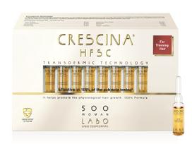 CRESCINA TRANSDERMIC RE-GROWTH HFSC 100% plaukų ataugimą skatinančios ampulės MOTERIMS, 500 stiprumo, 20 vnt.
