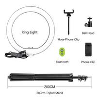 žiedinė 26 cm LED lempa su valdikliu ir stovu 2,0m