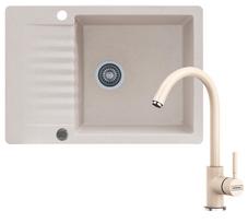 Plautuvės ir maišytuvo komplektas Kernau KGSF 6072 1B1D + KWT 07 SAND/CHROME