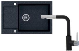 Plautuvės ir maišytuvo komplektas Kernau KGSH 6078 1B1D + KWT 06A PO Black Metallic