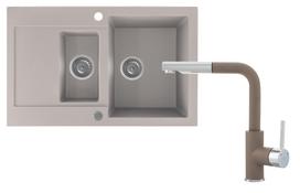 Plautuvės ir maišytuvo komplektas Kernau KGSH 6080 1,5B1D + KWT 06A PO Natural Beige