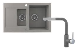 Plautuvės ir maišytuvo komplektas Kernau KGSH 6080 1,5B1D + KWT 06A PO Grey Metallic