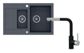 Plautuvės ir maišytuvo komplektas Kernau KGSH 6080 1,5B1D + KWT 06A PO Graphite
