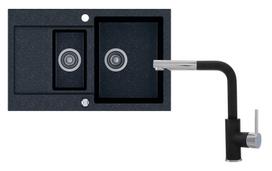 Plautuvės ir maišytuvo komplektas Kernau KGSH 6080 1,5B1D + KWT 06A PO Black Metallic