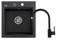 Plautuvės ir maišytuvo komplektas Kernau KGS M 45 1B + KWT 07A Black Metallic