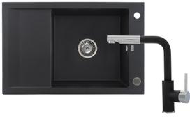 Plautuvės ir maišytuvo komplektas Kernau KGSM 6078 1B1D + KWT 06A PO Black Metallic