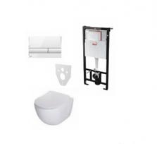 Potinkinis WC komplektas su baltu mygtuku ALCAPLAST AM101+M1710+M91+27900025+CDE 6WPW