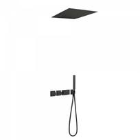 Juoda matinė potinkinė dušo sistema Tres Block System 20725303NM su 500x500mm lietaus galva ir kriokliu