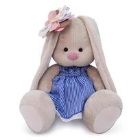 Pliušinis žaislas Zuikutė Mi dryžuota suknele 18cm, SidS-304, Budibasa