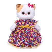Pliušinis žaislas Katytė Li-Li su gėlėta suknele 24cm, LK24-055, Budibasa