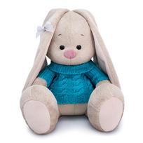 Pliušinis žaislas Zuikutė Mi su mėlynu megztiniu 18cm, SidS-345, Budibasa