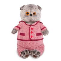 Pliušinis žaislas Katinas raudonai baltu kostiumėliu 22cm, Ks22-085, Budibasa