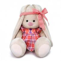 Pliušinis žaislas Zuikutė Mi languota suknele 23cm, SidM-404, Budibasa