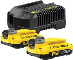 Priedų rinkinys Stanley Starter Set V20; 18 V; 2x2,0 Ah + pakrovėjas