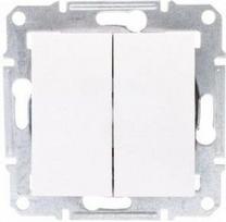Switch, 2-gangs, one-way, white, without frame, MEX, Asfora EPH0301421 | 3606480595745