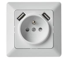 Namų lizdas su USB FRENCH 250V/16A