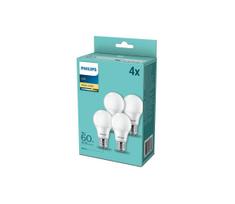 KOMPLEKTAS 4x LED Elektros lemputė Philips E27/8W/230V 2700K