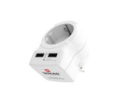 Solight PA28USB - Kelioninis adapteris JK 230 V + 2x USB prievadai