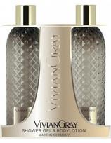 Vivian Gray rinkinys kūnui, dušo želė ir kūno losjonas, vanilė ir ylang eterinis aliejus Vivian Gray 2x300ml
