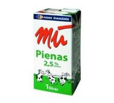Pienas MŪ 2,5% riebumo, pasterizuotas, 1 L x 12 vnt