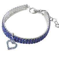 Zoo Crystal Heart Blue antkaklis katėms ir šunims, mėlynas; S, M