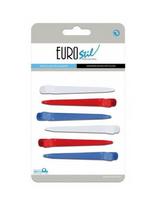 EuroStil plaukų kirpimo spaustukai plastikiniai, skirtingų spalvų 8,7 cm, 6vnt Eurostil