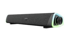 Trust GXT 620 Axon RGB Illuminated Gaming Soundbar with rainbow wave lighting and easy-to-reach volume control