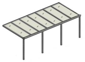 Stoginė terasai Regium, 2x7,10 m, 10 mm grūdintas skaidrus stiklas
