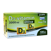 JutaVit vitaminas D3 3000TV extra virgin alyvuogių aliejuje, 100 kapsulių