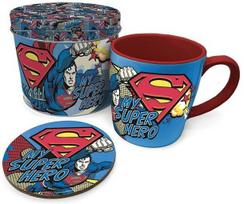 Superman My Super Hero puodelis ir padėkliukas skardinėje dėžutėje