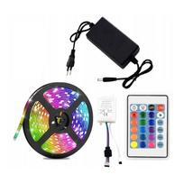 220V Ryški RGB LED juosta su pultu ir adapteriu 5M