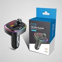 FM Bluetooth moduliatorius su 2 USB  / usb type c jungtimi ir reguliuojamu apšvietimu