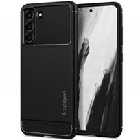 Juodas tekstūrinis dėklas Spigen "Rugged Armor" telefonui Samsung Galaxy S21 FE
