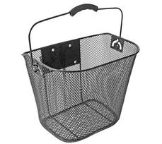 Dviračio krepšys ant vairo su nuimamu laikikliu, 25.4-31.8 vairui 34x25x26cm, metalinis (juodas)