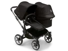 Universalus vežimėlis pametinukams Bugaboo Donkey 5 DUO Midnight Black/Midnight Black/ Graphite važiuoklė