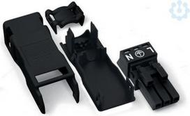Socket with strain relief housing 3-pole, black, 50 pcs 890-103 | 4045454232856