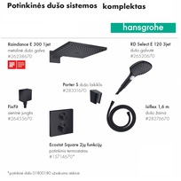 Juoda potinkinė termostatinė dušo sistema Hansgrohe Ecostat SQUARE