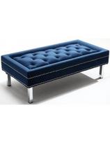 Velour Sofa laukiamojo suolas, mėlynas veliūras, chromuotos kojos Morges HR6081