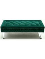 Velour Sofa laukiamojo suolas, žalias veliūras, chromuotos kojos Morges HR6081