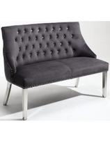 Velour Sofa laukiamojo sofa, tamsiai pilkas veliūras, chromuotos kojos Lugana HR6074