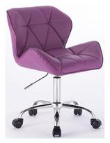 Velour Sofa fotelis, violetinė eko oda, sidabrinis stovas Olten HC111K