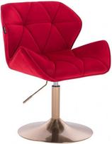 Velour Sofa fotelis, raudonas veliūras, auksinis apvalus pagrindas Olten HR111N