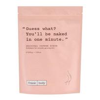 Kūno šveitiklis Frank Body Original Coffee Scrub su kavos tirščiais, migdolų aliejumi, vitaminu E ir jūros druska 200 g