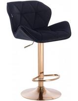 Velour Sofa fotelis, juodas veliūras, auksinis pagrindas su kojų atrama Olten HR111W