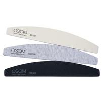 Dildžių nagams rinkinys Osom Professional Emery Half Moon Shape Nail Files Kit OSOMP1793, 3 vnt, skirtingo rupumo dildžių