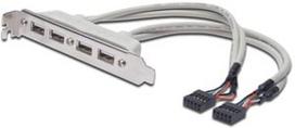 Kabelis Digitus USB Slot Bracket cable AK-300304-002-E 2 x USB A, 2 x IDC 10-pin, 0.25 m, smėlio sp.