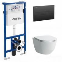 Laufen Pro komplektas: potinkinis rėmas, rimless klozetas ir dan