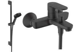 Rankinio dušo komplektas Hansgrohe Pulsify Select S 24160670 + Vonios maišytuvas Hansgrohe Vernis Blend 71440670, juodas matinis
