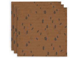 Jollein muslino audinio vystyklų rinkinys 70x70 Spot Caramel 3vnt