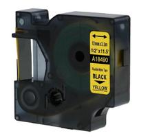 Su DYMO Rhino suderinama elastinė juostelė CIDY 18490 12 mm geltona juostelė/ juodas tekstas